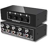FlyroadUp 3.5mm Aux + RCA L/R Bi-Directional Stereo Audio Switch 4 in 1 Out A/B Analog Audio Switcher Selector