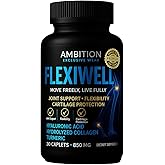 Ambition Flexiwell Joint Support Supplement with Hyaluronic Acid, Collagen, Turmeric, 30 Caplets, 850mg