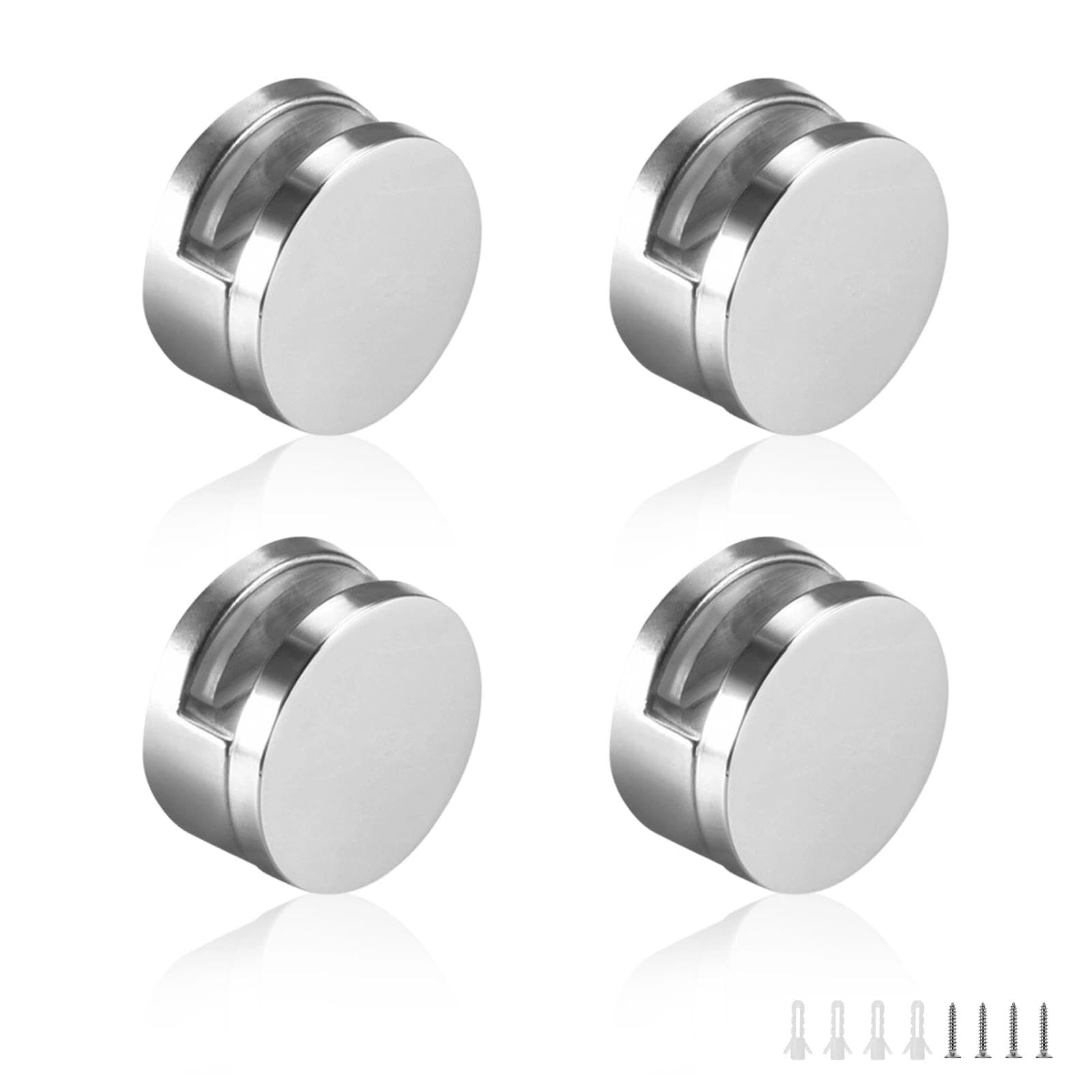 WJUAN 4 Pcs Glass Clamp, Bathroom Mirror Clips, Zinc Alloy Glass Clip, Shelf Support Brackets Holder, Suitable for Bathroom, Living Room, Public Places