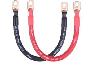 iGreely Câble de batterie de calibre 2, câbles d'alimentation de batterie flexibles en cuivre pur avec cosses de 1,6 cm, câbl