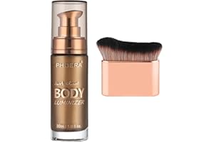 HILARECO PHOERA Body Shimmer Oil,Bronzer Body Glow Highlighter Luminizer with Makup Bursh,Self Tanning Lotion,1oz/Jars (103 Glistening Bronze)