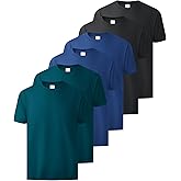 Little Beauty 6 Pack T Shirts for Men Cotton Crew Neck Short Sleeve T-Shirts Breathable & Moisture Wicking Tee