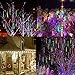 Falling Rain Lights 11.8 inch 8 Tube 192 LEDs, Meteor Shower Lights Waterproof, Icicle Snow Fall String Cascading Lights, Christmas Lights for Holiday Party Wedding, Garden Decoration (Colorful)