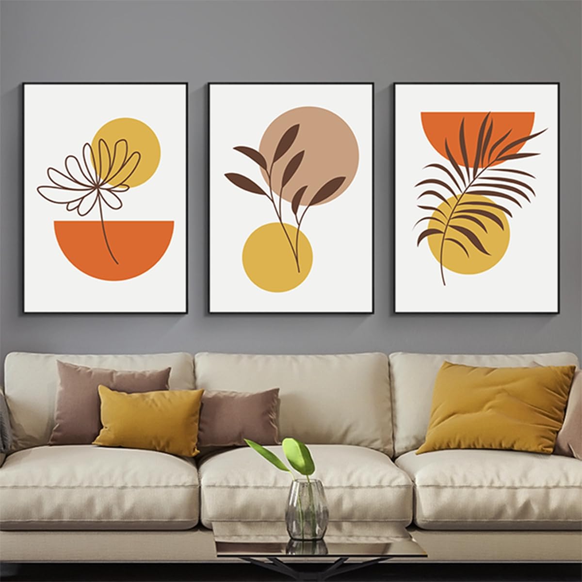 HMDKHI Modern Bohemian Abstract Poster Wall Decoration, Beautiful Botanical Pictures Poster Wall Art, Minimalist Wall Poster Set - Frameless (Wall Picture-07.40 x 60 cm x 3 Pieces)