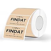 FINDAT Khaki Thermal Labels 1 × 2 Inch Vinyl Rectangular Waterproof Direct Printer Sticker Self-Adhesive Perforated Name Tag for Logo DIY QR Design Office Address 500 PCS