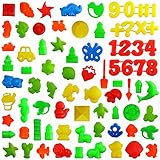Kuqqi 75 Piece Deluxe Sand Molds Set - Safari Animals, Mini Castles, Animals, Marine animal, Military model, Number and Flowers and plants (Sand Not Included)