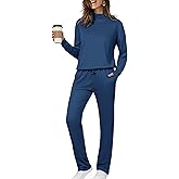 Totatuit Womens Lounge Sets Two Piece Tracksuits Casual Sweatsuits Mock Neck Tops with Thumb Holes Fall Outfits