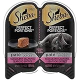 SHEBA Perfect Portions Wet Cat Food Succulent Salmon & Seafood Entrée, (24) 2.6 Ounce Twin-Pack Trays