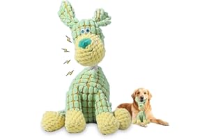 SROCOPT 2025 New Dog Toys, Indestructible Plush Dog Toy, Dogs Toys for Aggressive Chewers, Dogs Squeaky Chew Toy for Indoor Pups Teething (Green 1pcs)