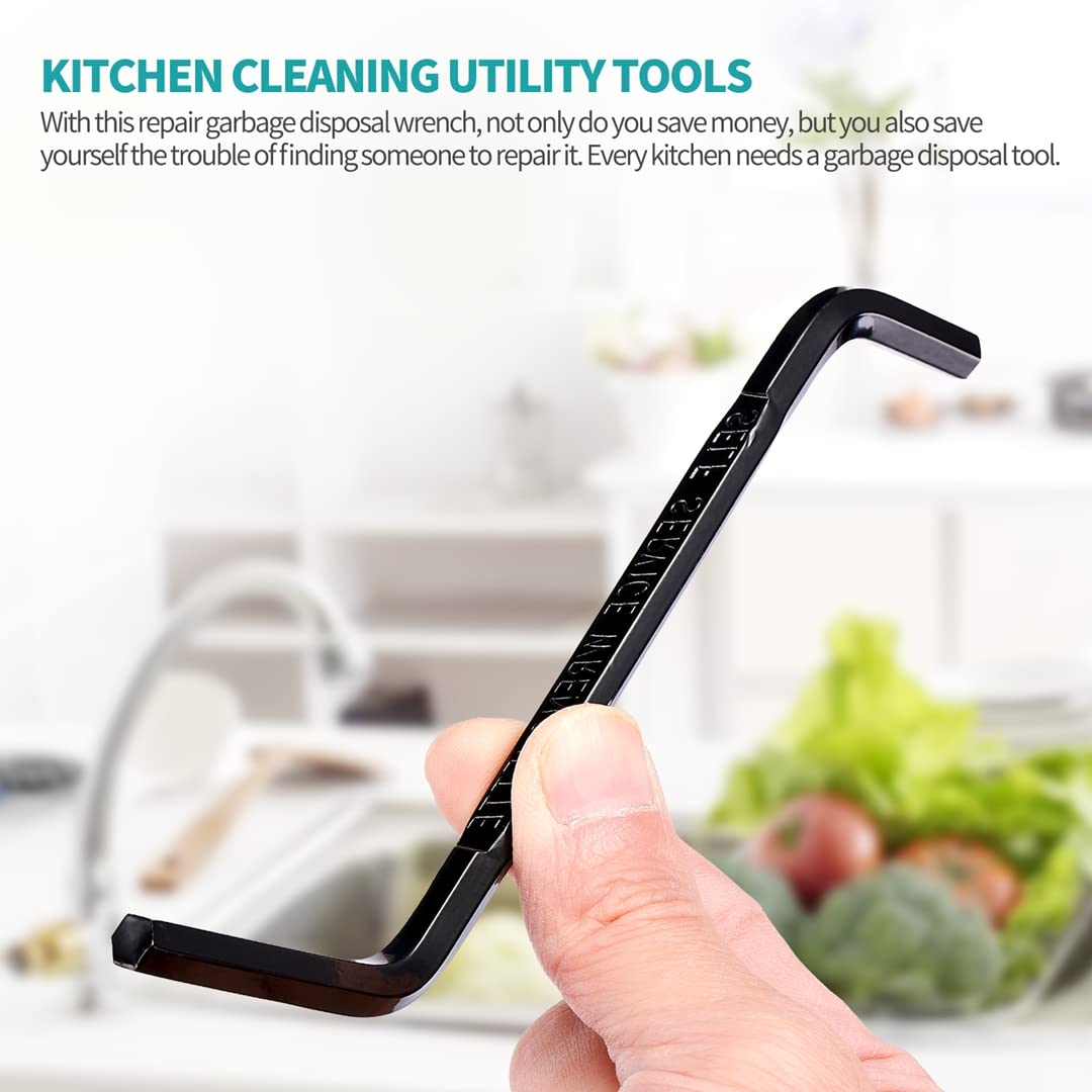 LitKiwi 2PCS Garbage Disposal Wrench,Lengthened Design Jam-Buster Wrench,Garbage Disposal Allen Wrench Tool Compatible with InSinkErator Garbage Disposal to Disposal Clogging Kitchen Sink,Black