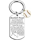 Ikacvb Baseball Accessories For Boys Baseball Party Favors Cool Baseball Gifts For Teen Boys 8-12 Men Inspirational Baseball Prayer Keychain Stuff Gifts For Baseball Players, Small, Silver