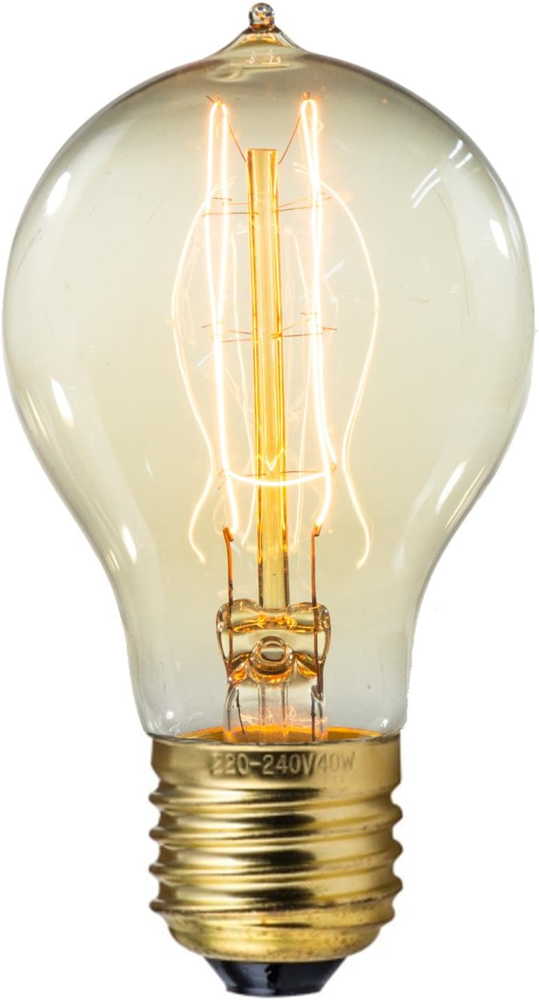 PureLume Edison Light Bulb with A19T Filament in Vintage Style (25W, E27, 220-240V) [Energy Class E]
