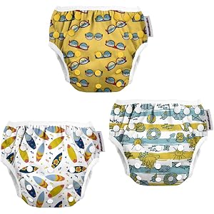Mama Koala Reusable Baby Swim Diapers, Adjustable Snap Cloth Swim Nappies, Waterproof TPU Leakproof Swim Diaper for Toddler B