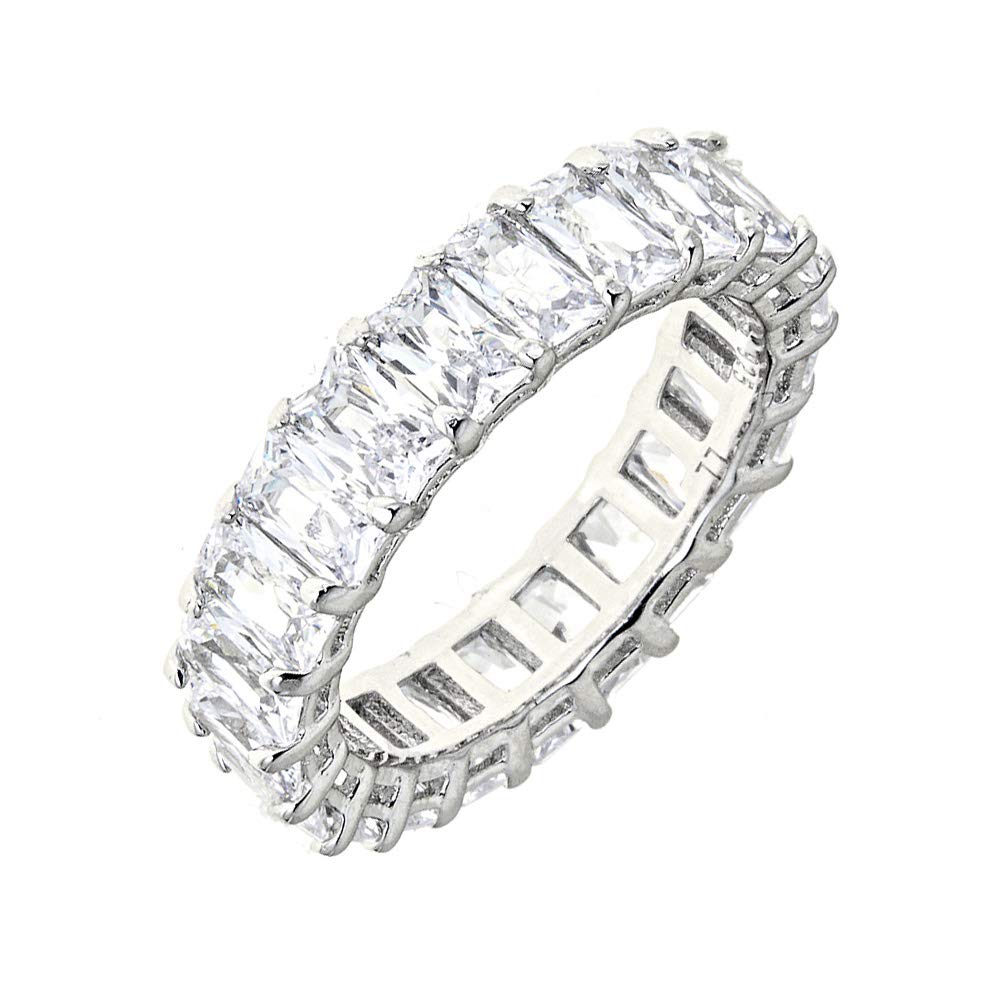 Maya J Eternity Ring - Emerald-Cut, with Artisan Fashioned Gemstones