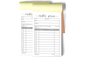 KORTTITALO 2 Packs 50-Set Order Form Pad, Carbon Duplicate Copy Sales Receipt Form, Invoice Booklet for Stores, Warehouses, Offices, and Restaurants, 3.4x5.5 Handheld, 2-Part Carbonless-White/Yellow.