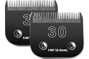 Audoc 30 Blades Dog Grooming Blades Compatible with Andis/Oster A5/Wahl KM-10 Series Dog Clippers,Detachable Dog Clipper Replacement Blades,Black,(30#/2PCS)