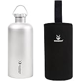 SILVERANT Titanium Ultralight 400Ml, 14 Fl Oz Leakproof Outdoor Camping Hiking Sports Water Bottle with Insulating Thermal Sleeve and Clip Loop Cap