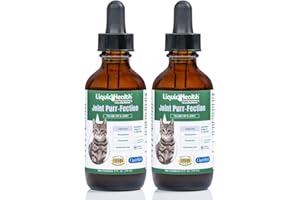 LIQUIDHEALTH 2.3 Oz Liquid Cat Glucosamine Joint Purr-Fection - Hip and Joint Health Relief Support, Chondroitin Feline Droppers -Senior Older Cats, Kittens - (2 Pack)