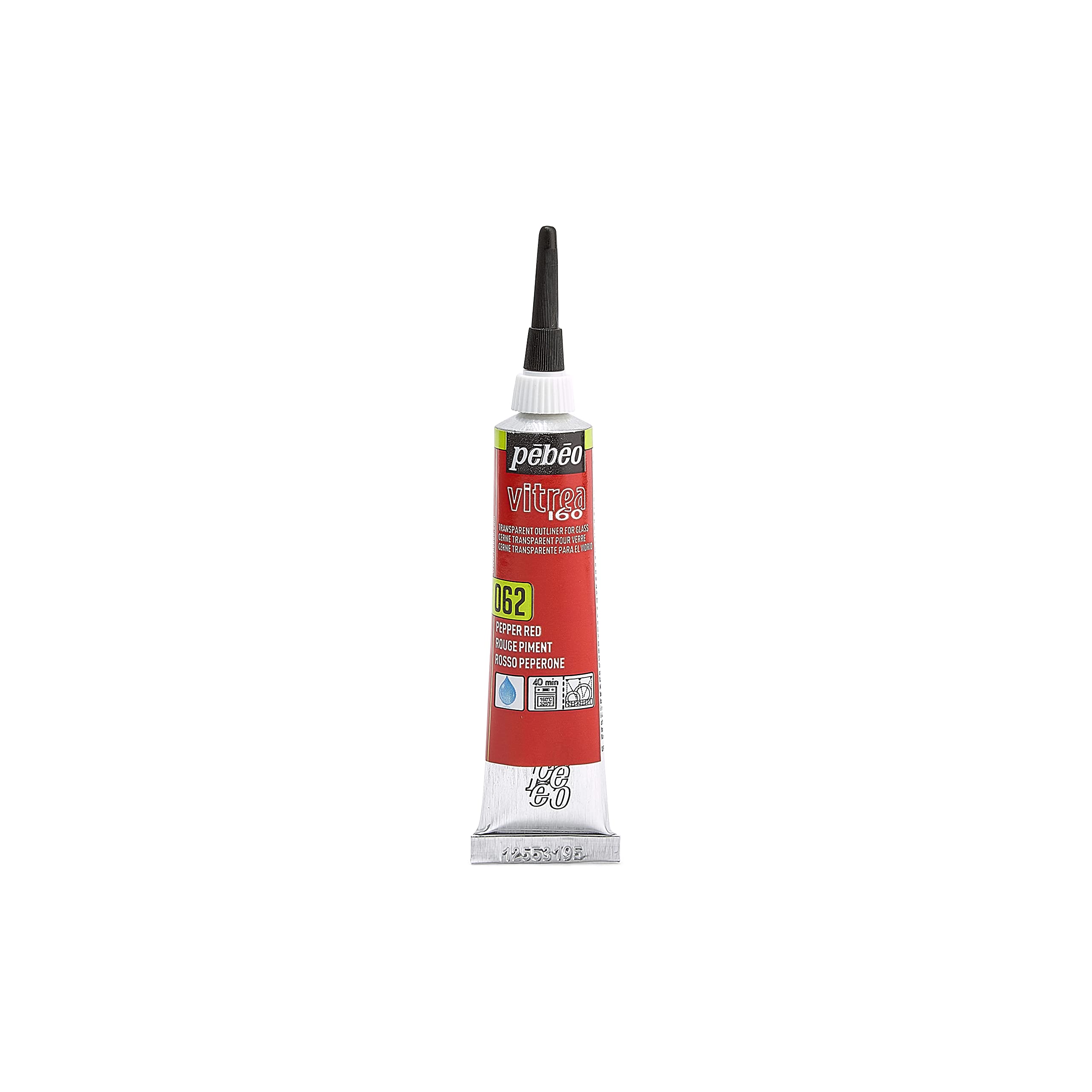 PEBEO Vitrea 160 Glass Paint Outliner 20-Milliliter Tube, Pepper Red,Pepper Red, 114062 — image 1
