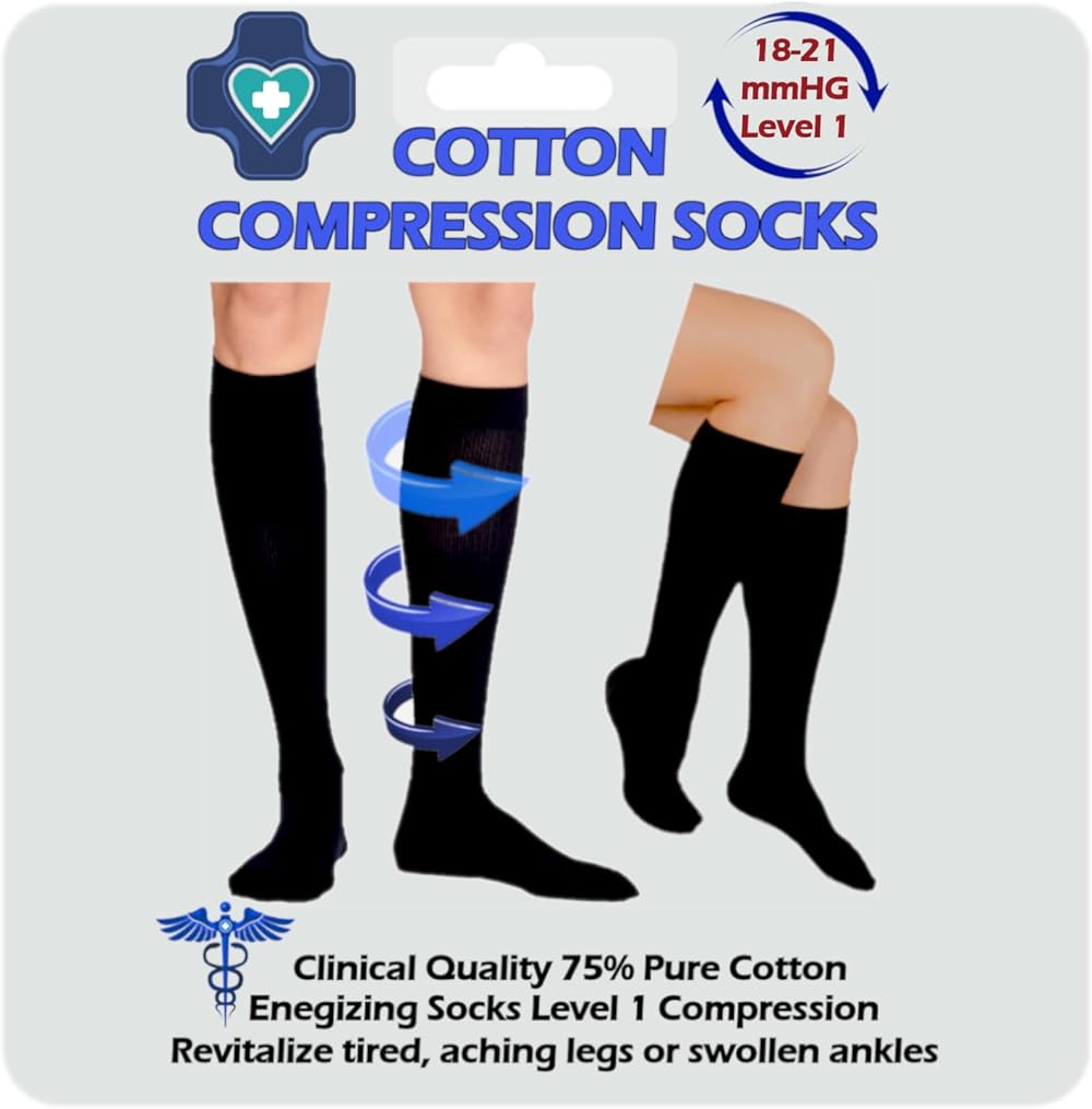 Kensington Compression Socks 18–21 mmHg Women Men Breathable Cotton