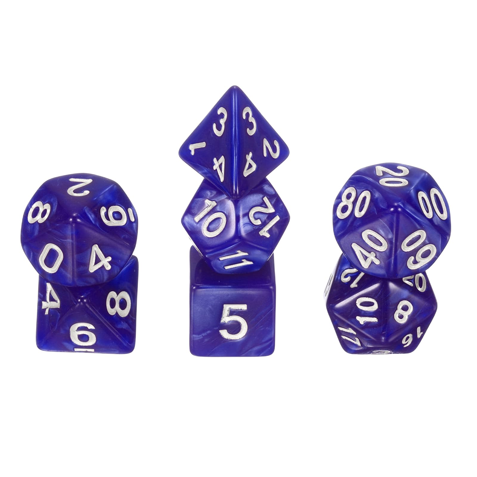 sourcing map Polyhedral Dice Set, 7 Pcs Acrylic Dice for Role Playing Table Games Tabletop Gaming Accessories, Pearl Pattern Purple