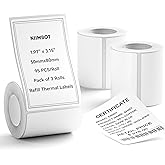NIIMBOT 3 Rolls Set Label Tape for B1/B21/B3S Label Printer, 1.97" x 3.15" (50x80mm) Waterproof Thermal Label Tape for Product Info/Address/Barcode/Price (White)
