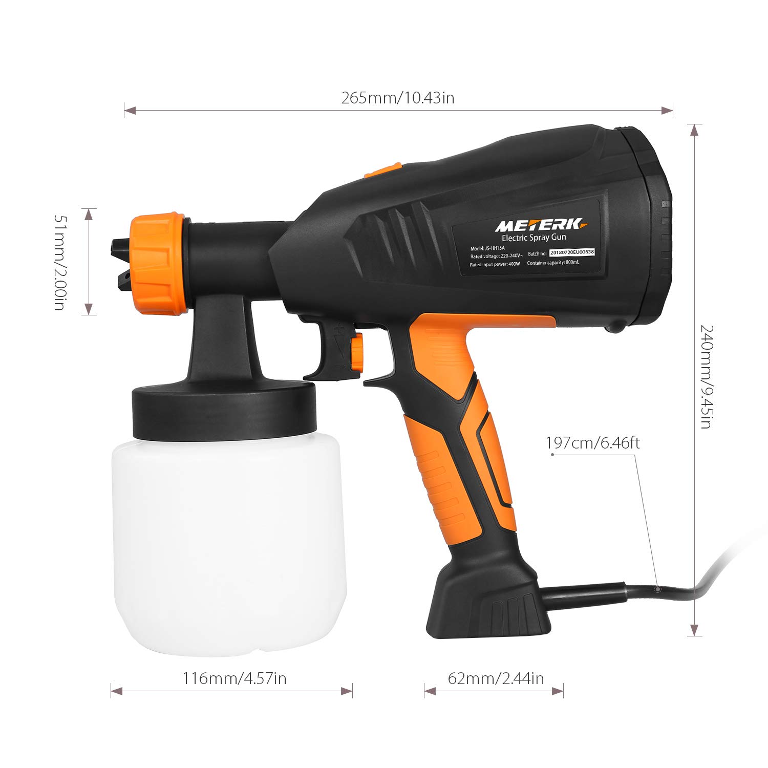 Paint Sprayer,Meterk Electric Spray Gun 400W Advanced Handheld Paint