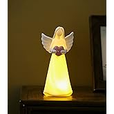 ADAVAS.Y&G Porcelain Lighted Angel Figurine with Pink Heart, Best for Your Loved one 7" H