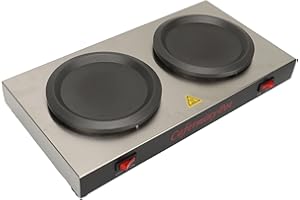 Double Coffee Warmer, Stainless Steel 160 w Portable Double Hot Plate Warmer Commercial Coffee Pot Standard Decanter Warmer, 