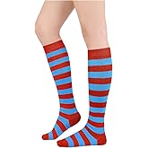 Century Star Knee High Striped Socks for Women - Long Thin Tube Sports Thigh High Socks Tall Stockings