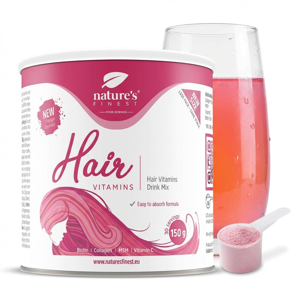 Nature's Finest by Nutrisslim Hair Vitamins Drink: Boost Hair Health with Biotin, Collagen, MSM Powder - Hair Care for Women Seeking Shiny, Strong, Thick Hair Growth - No Added Sugar, 1 Month Supply