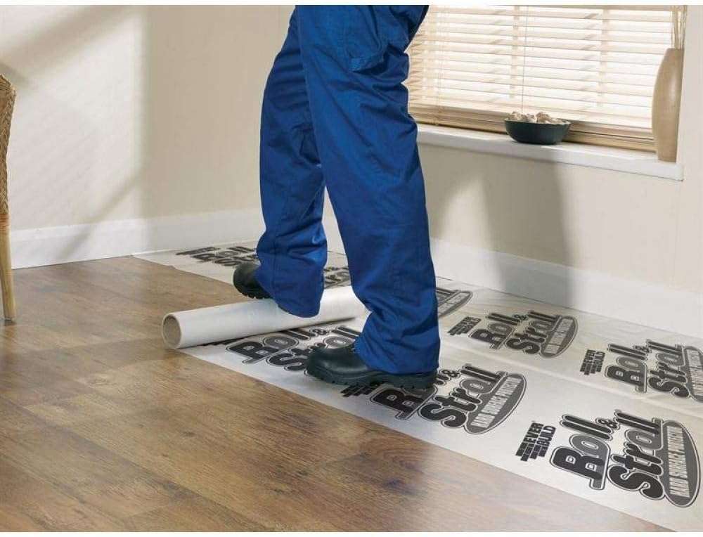 Everbuild Roll & Stroll Hard Surface Protector - Self-Adhesive - Totally Waterproof - Transparent Blue - 600mm x 75m Roll - Image 3