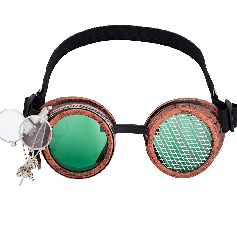 Steampunk Glasses Victorian Style Funky Festival Rave Goggles with Double Ocular Loupe Retro Gothic Costume Accessories