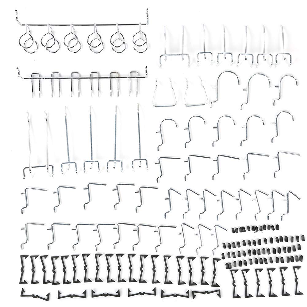 Garosa 51Pcs Pegboard Hooks Kit Nickel Plated Heavy Duty Peg Board Hanging Hooks Set for Tools Hammer Wrench Pliers Organization
