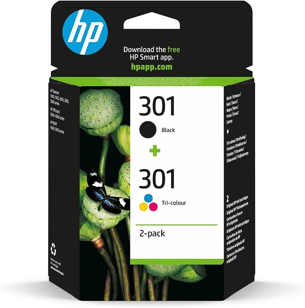 HP 301 2-pack Black/Tri-color Original Ink Cartridge Multipack