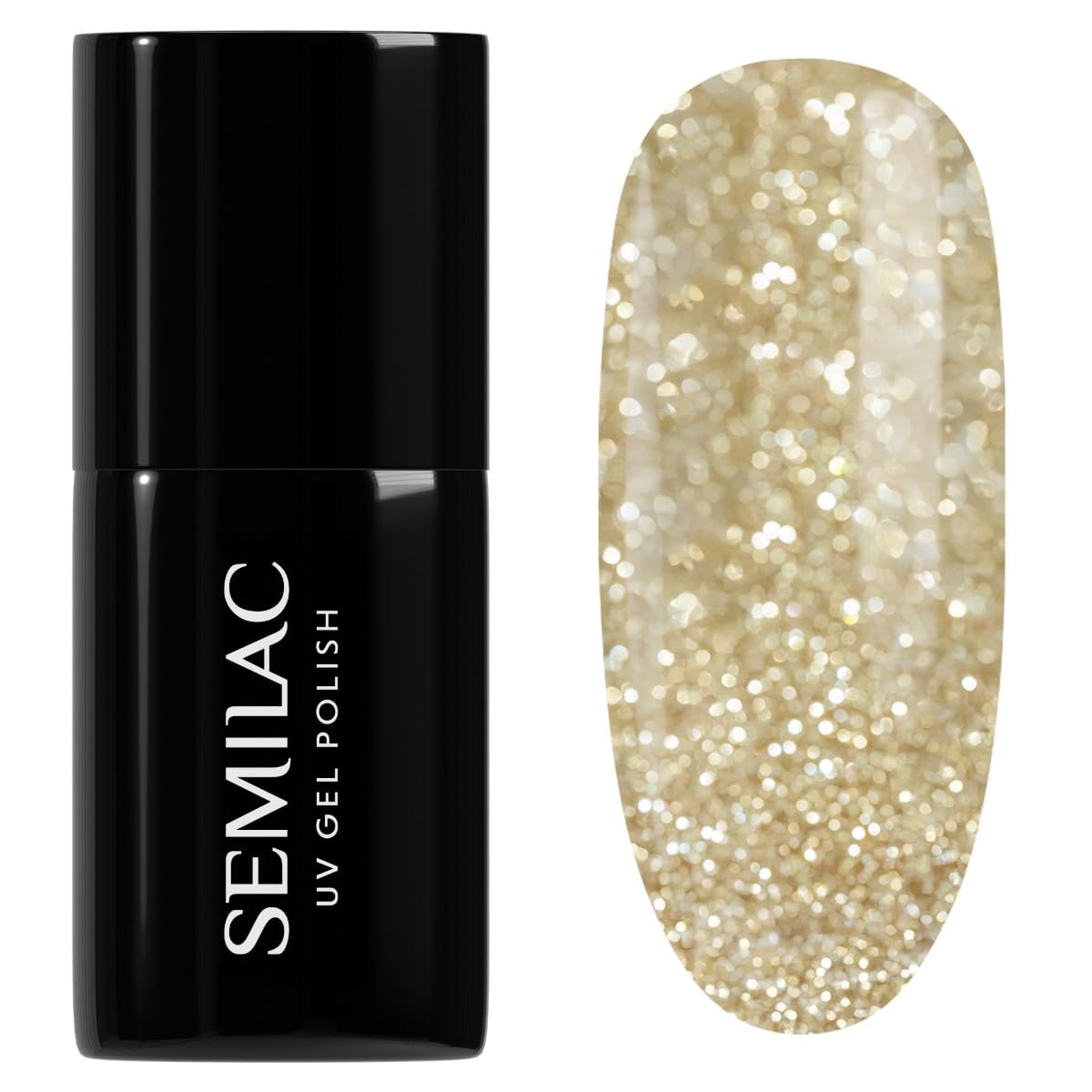 SEMILAC Gel Nail Polish 260 Platinum Light Gold Glitter - Full Coverage Gel Polish - Soak Off Easy To Use LED/UV Nail Lamp - Long Lasting Manicure and Pedicure up to 3 weeks