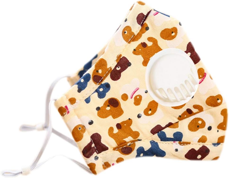 Winter Children Kids Dustproof Washable Cotton N95 Mouth Mask Cartoon Car Strawberry Printed Adjustable Respirator with Breath Valve Replaceable Filter 3-12T