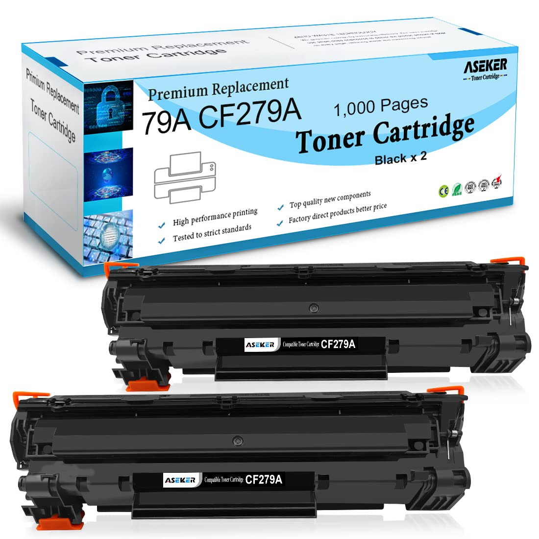 ASEKER Compatible 79A CF279A Toner Cartridge 1000 Pages for HP LaserJet Pro MFP M12 M12A M12W M26 M26A M26NW Printers ( 2 X Black )