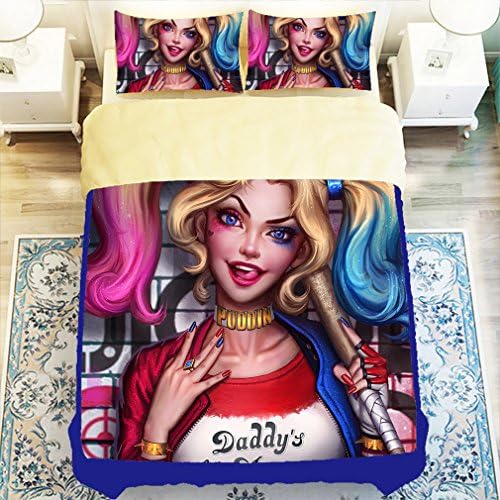 Deluxe Harley Quinn 3 Piece 180x220cm Duvet Cover Sets 2 Pillow Cases Twin Size