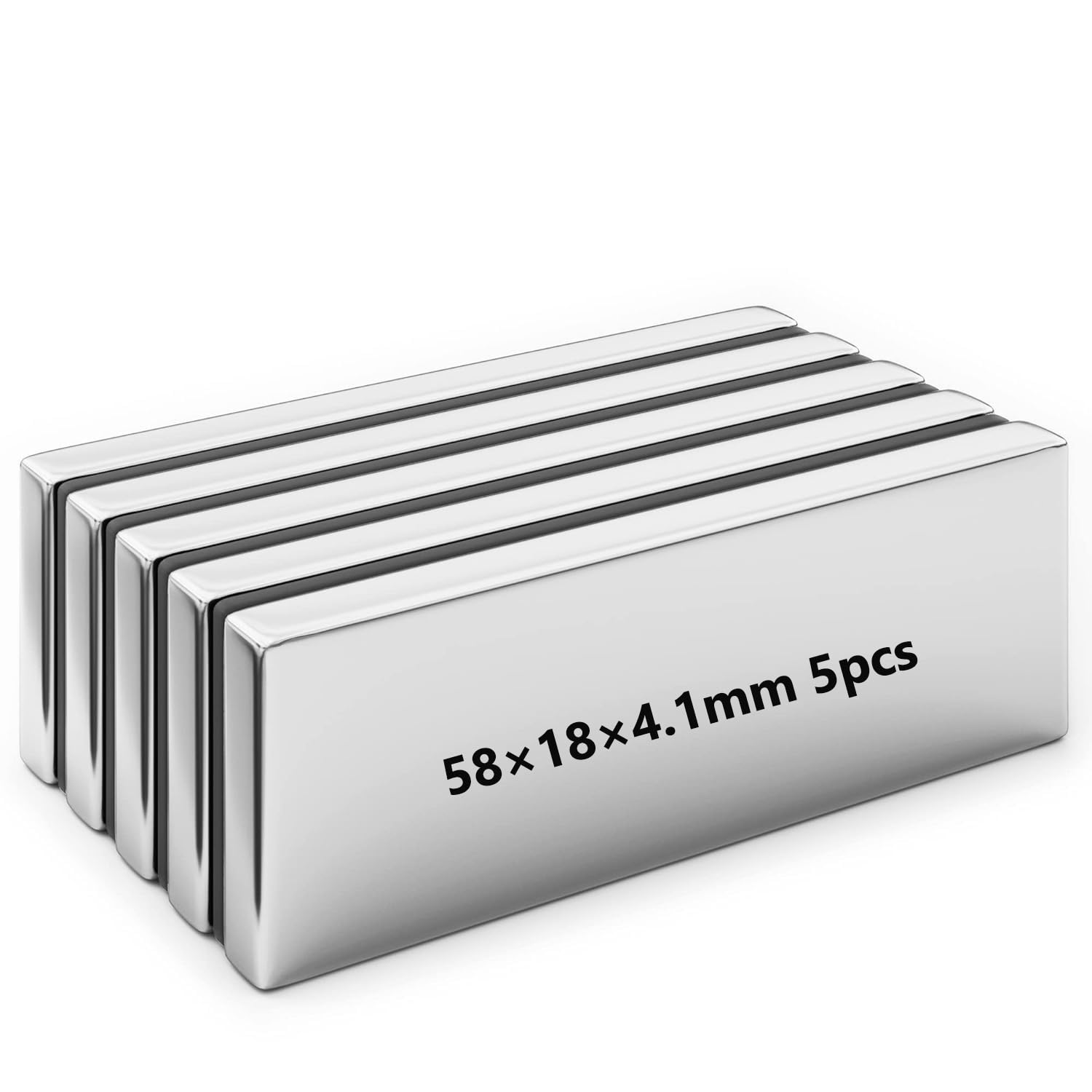 Realth Magnets Bar Neodymium Permanent Magnetic 60mm*20mm*5mm for Fridge Office Science Project and Craft 5 Pack(MC605)