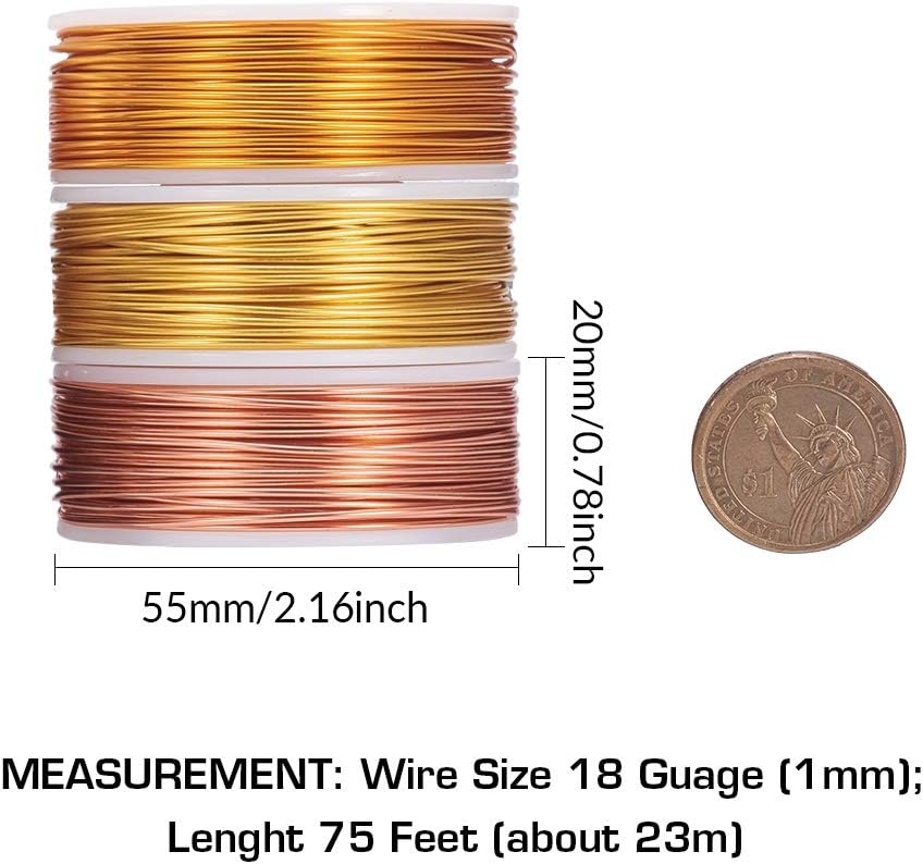 BENECREAT 6 Rolls 18 Gauge(1mm) Aluminum Wire 450FT(138m) Anodized Jewelry Craft Making Beading Floral Colored Aluminum Craft Wire - Image 3