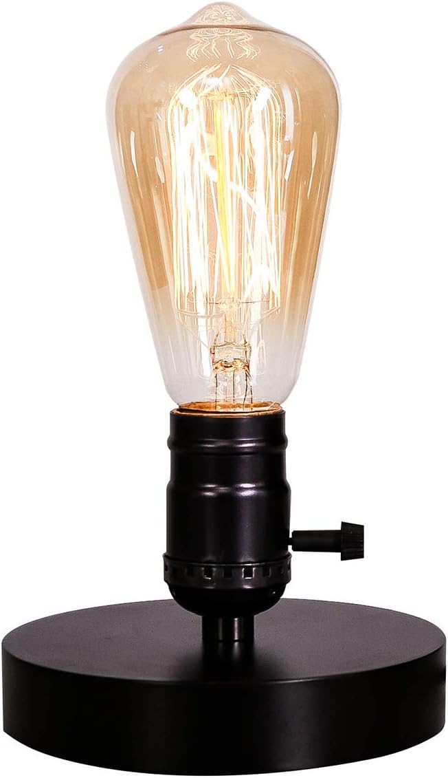 Vintage Table Lamp Base Licperron E26 E27 Industrial Vintage Desk Lamp with Plug in Cord On/Off Switch Bedside Lamp Holder for Home Lighting Decor: Home Improvement