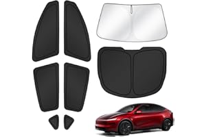 T TGBROS Window Shades for Tesla Model Y Juniper 2025 2026 Windshield Side Rear Window Full Set Window Shades Privacy for Model Y Accessories Foldable Black Out Window Cover 8PCS