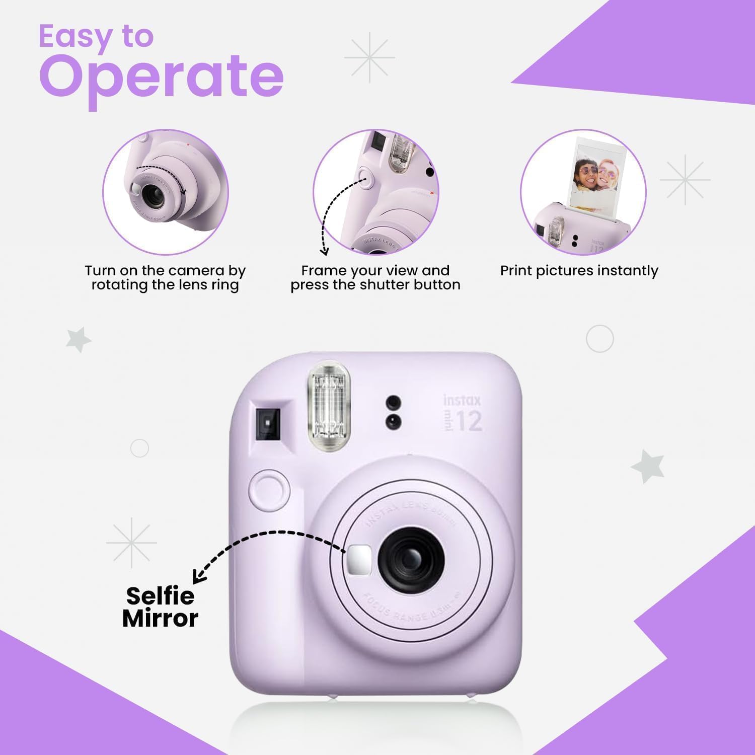 FUJIFILM Instax Mini 12 Holiday Bundle 2025 - Lilac Purple