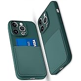 OBHEI Silicone Wallet Phone Case for iPhone 14 Pro 6.1 Inch with Credit Card Holder Pocket, Full-Body Bumper Protection Camera Protect Case (Dark Green)