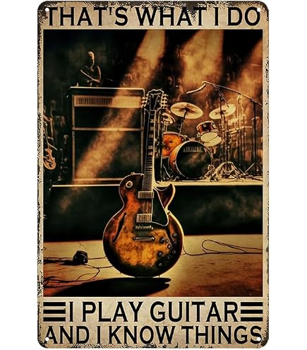 Targa Metallica Vintage Per Chitarra 20x30 Cm | Cartello Divertente Per Man Cave, Bar E Ufficio | Regalo Originale