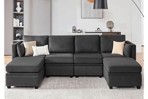 Weture Modular Sectional Sofa with Storage, U Shaped Sectional Couch for Living Room, Convertible Modular Sofa Couch with Ottomans, High Supportive & Soft Sponge, 6 Seat, Darkgrey