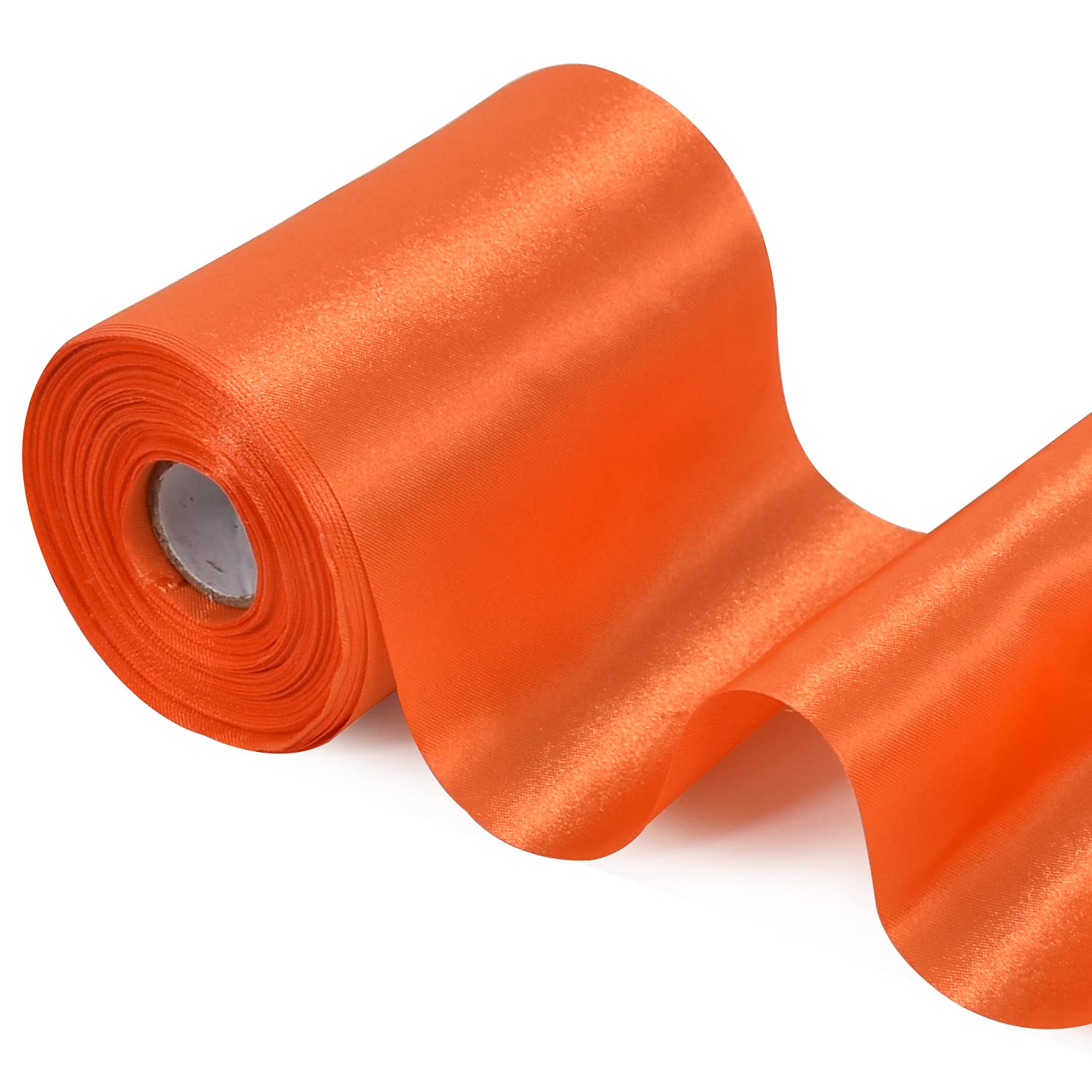 TONIFUL Wide satin ribbon-for Gift Wrapping Christmas Tree Halloween Thanksgiving Wedding Car Chair Pageant Sashes Grand Opening Festival Party Decor-Orange Ribbon-4 Inch x 22 Yards