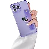 siduater Strap Case for 6.7" iPhone 15 Pro Max with Wristband Kickstand, Clear Soft TPU Protective Shockproof Bumper Cover, Adjustable Hand Grip Loop for iPhone 15 Pro Max 6.7 Inch, Lavender Purple