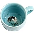 Lemon Park German Shepherd Dog Ceramic Cup Hidden 3D Animal Inside Mug,Cute Cartoon Handmade Figurine Mug,Christmas Birthday Surprise for Friends Family or Kids (Blue German Shepherd)